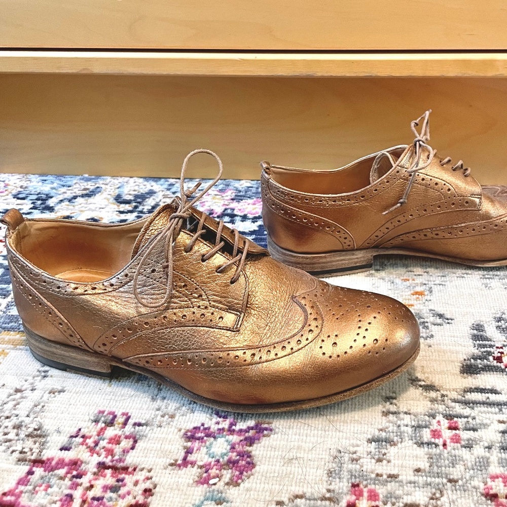 Handmade Sartori Gold Women's Lace-up Leather Shoes size 9